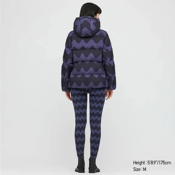 Uniqlo x Marimekko Ultra Light Down Cocoon Parka Jacket Blue Women’s S - Picture 2 of 16